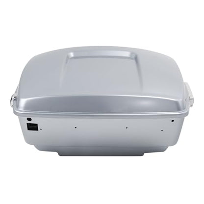 TCMT King Motorcycle Trunk Box W/Latches Keys Fit for Harley 2014-2025 Touring CVO Road King Road Glide Street Glide Electra Glide Ultra Limited Pack Barracuda Silver - color: Barracuda Silver(W Speaker Holes)