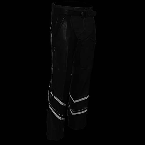 Milwaukee Leather ML1144 Men's Black Premium Leather Vented Motorcycle Rider Chaps w/Reflective Piping - size: 4X-Large