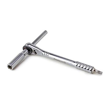 Prestacycle Pro T-Handle Ratchet and Extension, Portable Tool for use with standard 1/4 Hex Bits (not included), 60Nm Heavy-Duty & Compact Tools For Bicycle (Ratchet & Extension Only)