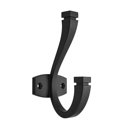 CHIVS （5 Pack Coat and Hat Wall Hooks Double Hooks for Hanging ，Matte Black Towel Hooks，Wall Mount ，Hanger Backpack, Purse, Bag, Towel Organization Decorative Wall Hooks - color: Matte Black