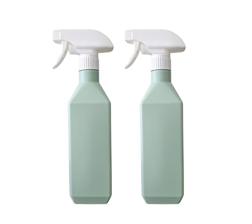 2-Pack 16.9oz (500ml) Green HDPE Spray Bottles – Durable, Chemical-Resistant Plastic Spray Containers for Cleaning Solutions & More
