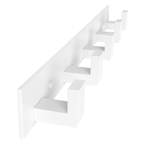 PMMASTO Stainless Steel Coat Rack Wall Mounted, Heavy Duty Metal Hook Rail for Hanging Coats Hats Towels Robes Bags, Modern Wall Hooks Organizer (White, 5 "L Hooks, 1PACK) - color: White, size: 5 "L" Hooks, 1PACK