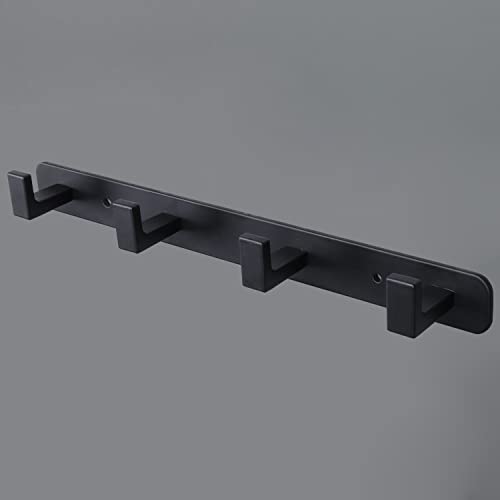 Coat Rack, Heavy Duty Stainless Steel 4 Tri Coat Hook Hanger, Wall Mounted Storage Wall Hooks, Rustic Clothes Hook/Key Hook Rail for Bathroom Kitchen Entryway(4 Hook Black) - color: Black, size: 4 Hook-1 Pcs