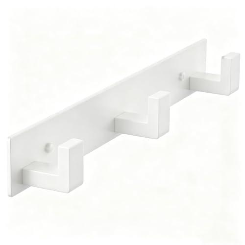 PMMASTO Stainless Steel Coat Rack Wall Mounted, Heavy Duty Metal Hook Rail for Hanging Coats Hats Towels Robes Bags, Modern Wall Hooks Organizer (White, 3 "L Hooks, 1 Pack) - color: White, size: 3 "L" Hooks, 1PACK