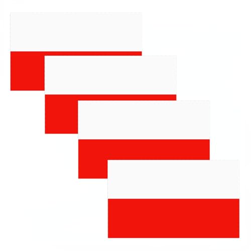 4 PCS Flag Stickers - Poland Flag Stickers Decals for Cup Computer Laptop Car Bumper Window Helmet Musical Instrument with Smooth Surface - size: Poland