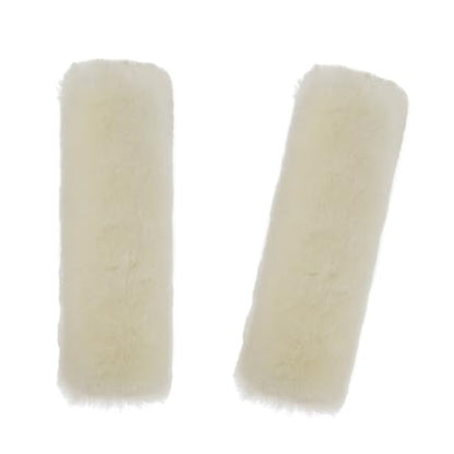 Soft & Cozy Australian Sheepskin Car Seat Belt Covers,2 Pack Fluffy Seatbelt Pads, Genunie Sheepskin Fur Shoulder Straps Cushions for Adults Kids Women and Men (Beige White) - color: Beige White