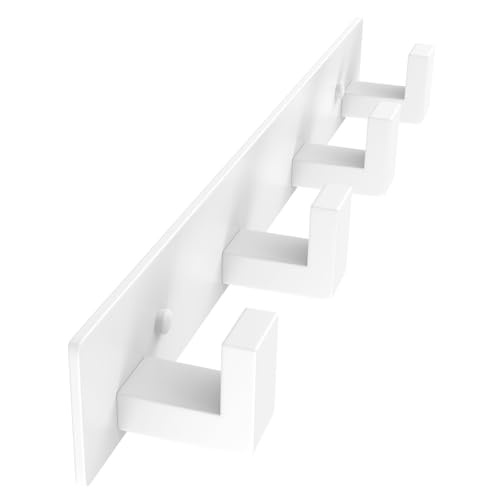 PMMASTO Stainless Steel Coat Rack Wall Mounted, Heavy Duty Metal Hook Rail for Hanging Coats Hats Towels Robes Bags, Modern Wall Hooks Organizer (White, 4 "L Hooks, 1 Pack) - color: White, size: 4 "L" Hooks, 1PACK