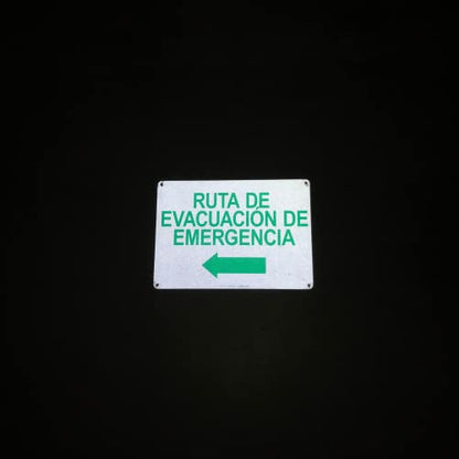 TRADESAFE Emergency Evacuation Route Arrow Left Sign – Ruta De Evacuación De Emergencia Spanish Sign, Quick Install, Light Reflective, UV-Resistant, Waterproof, 14” X 10” Aluminum Safety Signs - style: Ruta De Evacuación De Emergencia Arrow Left