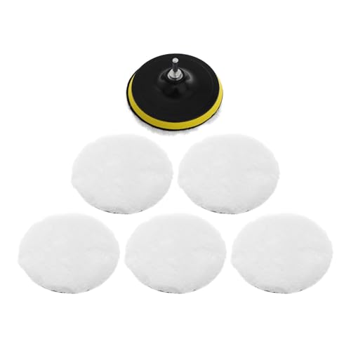 Abaodam Car Polishing Pad Kit with Wool Buffing Pads and Drill Buffer Adapter Attachment, Fine Polishing Car and Motorcycle Wax Applicator for Auto Detailing and Surface Repair