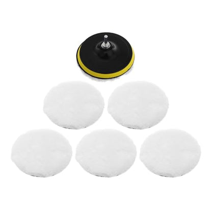 Abaodam Car Polishing Pad Kit with Wool Buffing Pads and Drill Buffer Adapter Attachment, Fine Polishing Car and Motorcycle Wax Applicator for Auto Detailing and Surface Repair