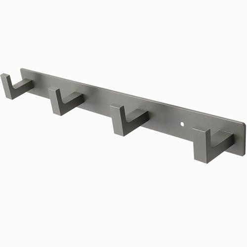 Coat Rack, Heavy Duty Stainless Steel 4 Tri Coat Hook Hanger, Wall Mounted Storage Wall Hooks, Rustic Clothes Hook/Key Hook Rail for Bathroom Kitchen Entryway(4 Hook Grey) - color: Gray, size: 4 Hook-1 Pcs