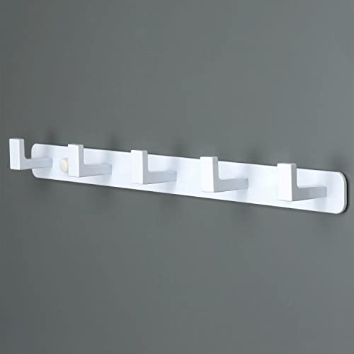 Coat Rack, Heavy Duty Stainless Steel 5 Tri Coat Hook Hanger, Wall Mounted Storage Wall Hooks, Rustic Clothes Hook/Key Hook Rail for Bathroom Kitchen Entryway(5 Hook White) - color: White, size: 5 Hook-1 Pcs