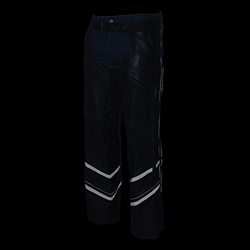 Milwaukee Leather ML1144 Men's Black Premium Leather Vented Motorcycle Rider Chaps w/Reflective Piping - size: 3X-Large