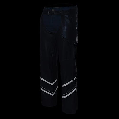Milwaukee Leather ML1144 Men's Black Premium Leather Vented Motorcycle Rider Chaps w/Reflective Piping - size: 4X-Large