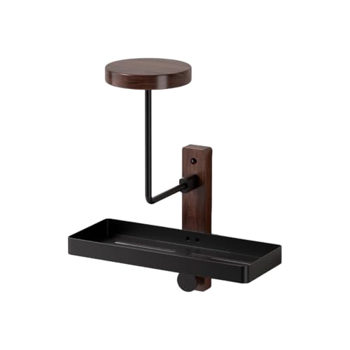 Wooden Helmet Stand - Walnut Wall Mounted Holder, Motorcycle Hat Rack, Rustic Home Decor Display, Sturdy Jacket Hook Hanger, Entryway Gear Organizer Storage Solution | for Cyclist Man Cave