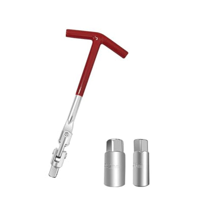 Spark Plug Socket Wrench Kit，T-handle with two 6mm (5/8") & 21mm (13/16") replacement wrenches Removal Tool for for Motorcycles Lawn mowers and Small Motor Vehicles