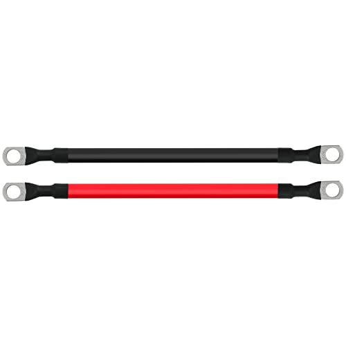 4 AWG Battery Cable 4AWG Gauge Pure Copper Battery Inverter Cables with 3/8 in Lugs Both Ends Power Inverter Wire Set for Automotive Solar Marine Boat RV Car Motorcycle Red and Black (1ft) - size: 1ft