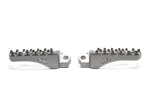 AltRider Adventure II Foot Pegs Compatible With BMW R 1200/1250 / 1300 GS/GSA - Heavy Duty Design - Boot Friendly, High Traction Cleats for Stability & Grip - Adjustable Camber & Height - Silver - color: Silver, size: Adventure II (58mm x 122mm)