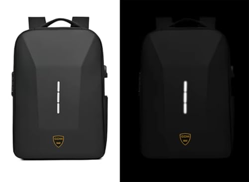 GDM Motorcycle Hard Shell Backpack, Water Resistant Gear Bag, Black