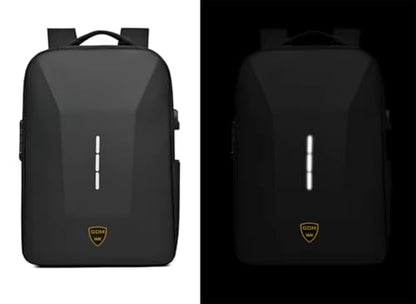 GDM Motorcycle Hard Shell Backpack, Water Resistant Gear Bag, Black