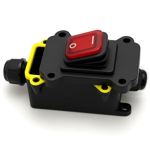 ANGSTROM Mini Electrical Connector Box, 2-Entry | IP68 Waterproof Cable Joiner with ON/Off Button (2way+Switch) - size: 2way+Switch