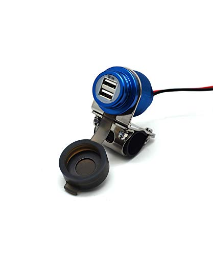 Cliff Top Motorcycle USB Charger Waterproof Dual USB Port 4A 20W Aluminium, with Magnetic Power Switch Heavy Duty for 7/8’’ and 1’’ Handlebars - Prevents Battery Drain (Blue) - color: Blue
