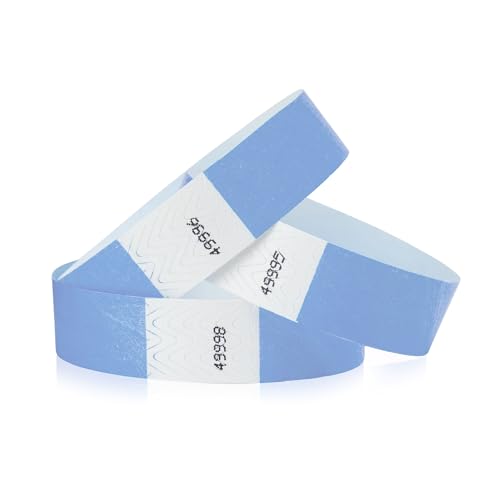 1,000 WristCo Sky Blue Tyvek Wristbands for Events Tamper-Proof Design & Fluorescent Color Prevent Reuse Premium-Grade Bracelets for Hospital & Medical ID, Party & VIP Identification - color: Sky Blue