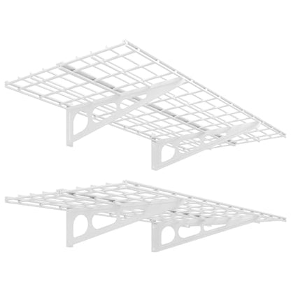 FLEXIMOUNTS 2-Pack 2x4ft 24-inch-by-48-inch Wall Shelf Garage Storage Rack Wall Mounted Floating Shelves, White, Classic Series - color: White, size: 2 pack-2x4 ft