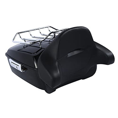 TCMT King Motorcycle Trunk Box Backrest 2 Up Mounting Rack Top Rack Base Plate Fit for Harley 2014-2025 Touring CVO Road King Road Glide Street Glide Electra Glide Pack - color: Style B Chrome 2 Up Rack#2+Base Plate