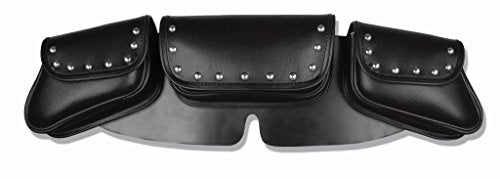 Milwaukee Leather SH67105 Black Triple Pocket Studded PVC Travel Windshield Bag - One Size