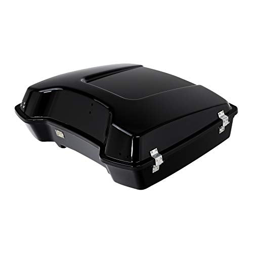 TCMT 5.5" Razor Motorcycle Trunk Box W/Latch Key Fits For Harley 1997-2013 Road King Road Glide Street Glide Electra Glide Pack - color: Chrome Lacthes Trunk