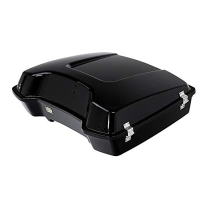 TCMT 5.5" Razor Motorcycle Trunk Box W/Latch Key Fits For Harley 1997-2013 Road King Road Glide Street Glide Electra Glide Pack - color: Chrome Lacthes Trunk