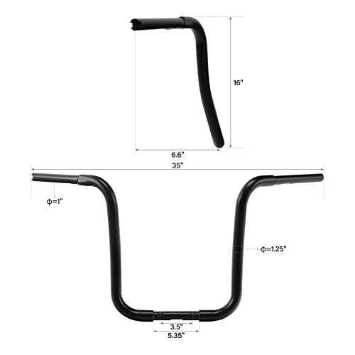 Green-L 1 1/4" Ape Hanger 16" Rise Handlebars Fit for Harley Sportster XL883 XL1200 Softail FLST FXST Custom Motorcycle 1.25" Handle Bar - size: 16" Rise, style: Style A Black
