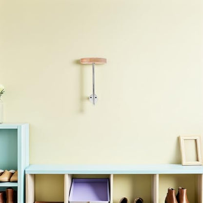 Wall Mounted Motorcycle Helmet Hanger with Silver Hooks, Wooden Hat Rack for Caps and Jackets, Decorative Hat Display Stand for Bike Gear Storage and Coat Hanging