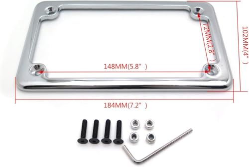 Billet Aluminum Motorcycle License Plate Frame 7x4 Inch Black Finish Fits Custom Chopper Springer Mini Bike Universal Axle Mount Applications - color: Chrome, size: Classic