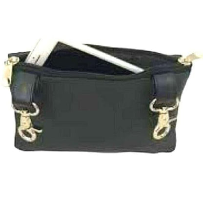 Hip Purse For Women Leather Clipon Purse for Biker Fanny Pack Waist Pack Motorcycle Leg Bag Leather Belt Pouch Crossbody Belt - color: Black