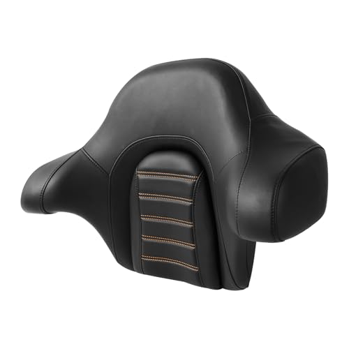 HR3 Wrap Around Backrest Pad for King Trunk Chopped Trunk Compatible with 2014-later Harley Touring Road King Road Glide Street Glide Electra Glide (Orange Stitches) - color: Orange Stitches