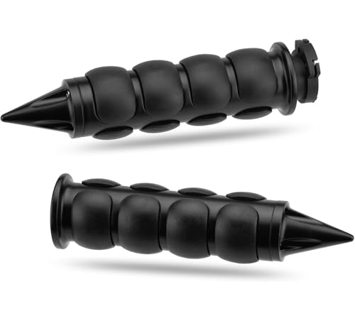 LKV 1 Inch Motorcycle Grips for Cable Throttle Handlebars – Fits Select Harley Sportster 883/1200 (Cable Throttle Only), Dyna & Touring Models | Not for Electronic Throttle - color: Style1-Black
