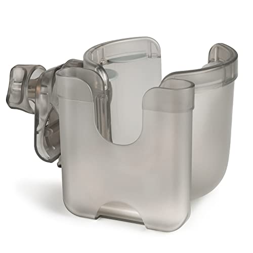 Accmor Stroller Cup Holder with Phone Holder, Bike Cup Holder, Universal Cup Holder for Uppababy Nuna Doona Strollers, 2-in-1 Cup Holder for Walker, Wheelchair, Scooter - color: Transparent Grey