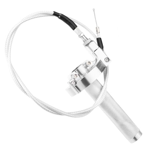 Throttle Grip Throttle Cable Motorcycle 22mm Universal CNC Aluminum Accelerator Throttle Twist Grips Handlebars for KLX CR CRF EXC XR TTR CB SSR ATV Dirt Bike Pit Bike - color: Style-B-Silver