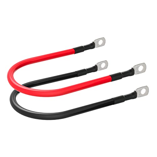 6 AWG Battery Cables 6 Gauge Battery Power Inverter Cable with 5/16 Inch Tinned Copper Lugs Both Ends for Solar Marine Boat RV Car Motorcycle 2 pcs (1FT) - size: 1FT