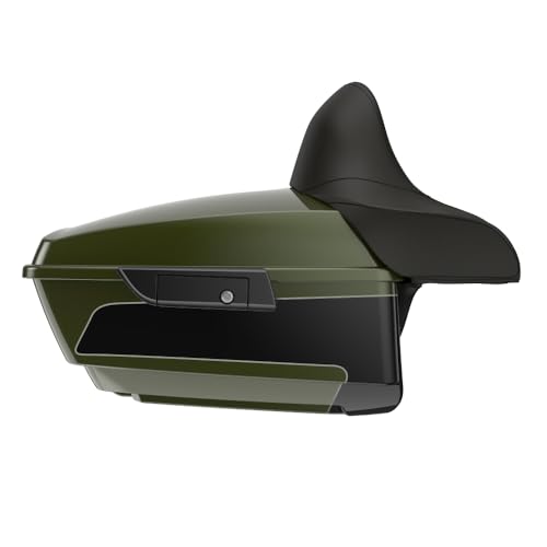 Advanblack King Tour Trunk Pack Compatible with Harley Touring CVO Road Glide, Street Glide, 2023.5 2024 2025 2026 Mounting Rack, Full Backrest & Trunk Liners (Olive Steel Metallic/Vivid Black) - color: Olive Steel Metallic/Vivid Black