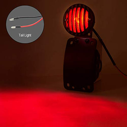 Amazicha 1" Motorcycle LED Tail Brake Light with Bracket, IP67 Waterproof Motorcycle Side Mount License Plate Rear Light Compatible for Harley Sporster Bobber Chopper Yamaha Suzuki Honda Kawasaki - size: 1inch, style: Curved