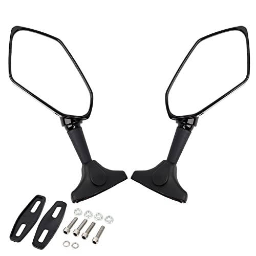 Mokuo Adjustable Motorcycle LED Turn Signal Rearview Mirrors with Front Arrow LED Light Fit for Honda CBR600RR Suzuki GSXR750 Yamaha R6 Kawasaki