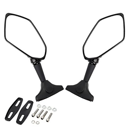 Mokuo Adjustable Motorcycle LED Turn Signal Rearview Mirrors with Front Arrow LED Light Fit for Honda CBR600RR Suzuki GSXR750 Yamaha R6 Kawasaki