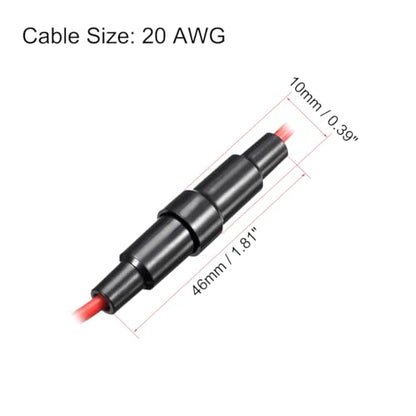uxcell 15 Pcs 5x20mm Inline Screw Type Fuse Holder 20 Gauge AWG Red Wire with 30 Pcs 10A Fast Blow Glass Fuses - size: 20awg,5x20mm