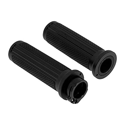 1 inch Handlebar Grips 25mm Aluminum Defiance Cable Throttle Hand Grips Compatible with Harley Touring Softail Dyna Sportster XL883 1200 XR VRSC - color: Matte Black-Cable Throttle