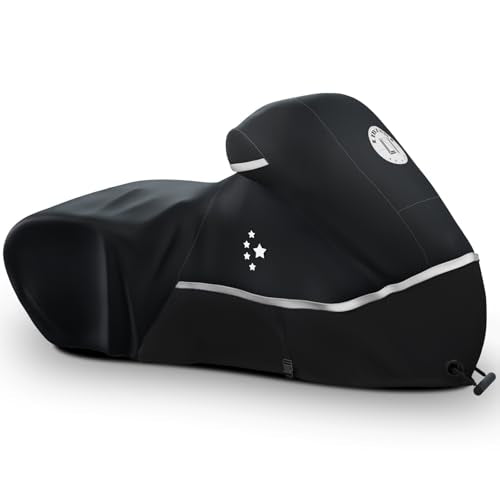 Motorcycle Cover 420D Heavy Duty All Season Universal Weather Waterproof Outdoor Protection 96" XXL Vehicle Cover/Black - color: 420D Black, size: 96"-XXL