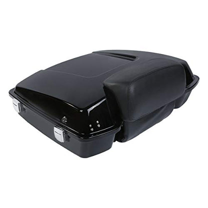 TCMT Razor Motorcycle Trunk Box Backrest Pad Fit For Harley 2009-2013 Touring Road Glide Street Glide Electra Glide Road King 2009-2013 (Chrome Latches)- Pack - color: Chrome Lacthes Trunk+Backrest