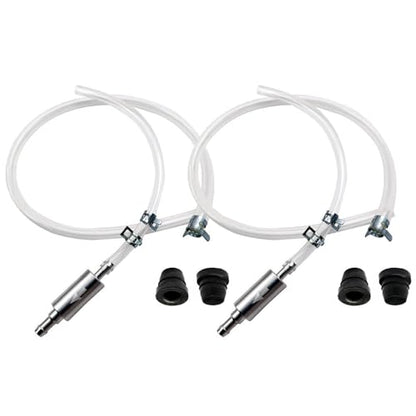 2 Sets Brake Bleeder Hose, One Way Check Valve Brake Bleeding Kit for Motorcycle Clutch, Brake Fluid Bleeder Tube with Aluminum Valve, PVC Hose, Screw Caps and Spring Clips